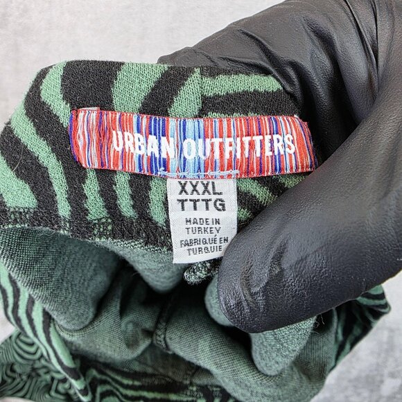 Urban Outfitters Pants Womens 3XL Green Black Flare Stretch Knit Swirl Op Art - Picture 9 of 11